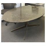 Stone Top Oval Conference Room Table, Chrome Leg, Single Pedestal, 28.5"T x 71"W x 42"D