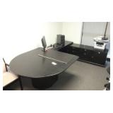Executive Office Desk with Built In Credenza, 29"T x 81.5" x 124"