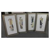Framed and Matted Wall Art, Qty 4, Frames Measure 36.5" x 20.75"