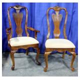 Queen Anne Style Padded Fiddleback Dining Chair and Captain