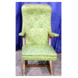 Mid Century McKay Cantilever High Back Rocker, Grommets Along Back Edge