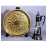 Vintage Coffee/Tea Carafe w/ Warmer, Tray with Cut Outs and Etching Detail