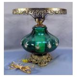 Pressed Glass Gone With The Wind Style Lamp Base, Converted To Electric, 15", Powers On