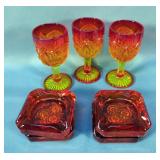 UV Reactive Glassware Including Ash Trays, Candlestick Holders, Goblets And More, Total Qty 10