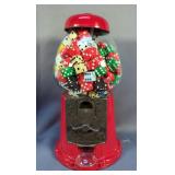 Counter Top Bubble Gum Machine Filled With Dice, 11" Tall And Glass And Plastic "In Case Of Emergenc