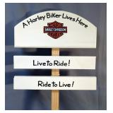 Harley Davidson Painted Yard Sign, 34" x 16"