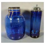 Glass Straw Dispenser, 11" And Cracker Barrel 4 Qt Lidded Glass Jar, 10.5"