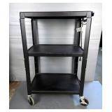 Rolling Media Cart With Shelves And Power Cord, 38" x 24" x 18"