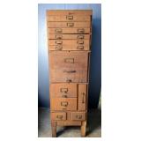 Antique Multi Drawer File Cabinet, 53" x 16" x 19.5"