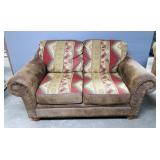 Broyhill Love Seat With Rolled Arms And Nail Head Trim, 37" x 70" x 39" 
