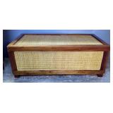 Coffee Table With Wicker Top And Sides, 2 Side Storage Baskets, 18.5" x 47" x 23.5" 