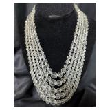 Rosary, Marked Roma And Vintage Faceted Crystal 5 Strand Beaded Necklace 