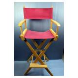 Wood Framed Collapsible Directors Chair With Canvas Back And Seat, 48" x 22.5" x 16"