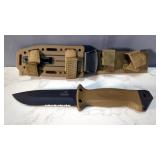 Gerber Fixed Blade Knife, 5" Blade, In Nylon And Plastic Sheath