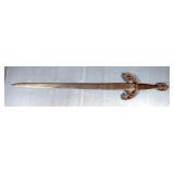 Toledo Tizona Del Cid Sword With 33.5" Embossed Blade, With Scroll Design Guard