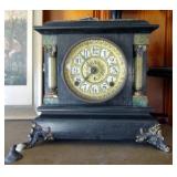 Antique Seth Thomas Mantle Clock, with Original Key and Label, 11.5"T x 12.5"W x 7"T
