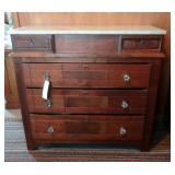Marble Top 5 Drawer Dresser, 37"T x 39.25"W x 16.6"D