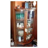 Curved Glass Front China Cabinet, with Key, Contents Not Included, 60"T x 34"W x 16"D