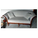 Benchmark Wood and Fabric Spindle Leg Couch, 70" Wide