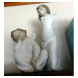 Lladro "Curious Angel" Figurine, 9.5" Tall and "Angel Dreaming" Figurine, 6.5" Tall