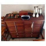 Dental Cabinet / Chest of Drawers, 20 Drawers with Inserts, Chrome Handles, 35"T x 40"W x 13"D