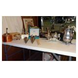 WM Rogers Silverplate Coffee Pot, International Silver Co S&P Shakers, Raimond SP Salts, Copper Teap