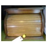 Rolltop Wood Bread Box, Unmarked, 13"T x 17.5"W x 11.5"D
