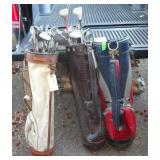 Alligator Style Golf Bag with Clubs, MacGregor Canvas Bag with Clubs and Tri-Color Leather Style Gol