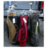 Ben Hogan, Jones Sports and Dunlop Golf Club Bags with Assortment of Irons and Drivers, Qty 43 Clubs