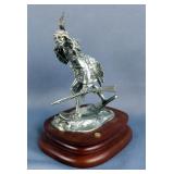 Chilmark "Snow Hunter" Blackfoot Fine Pewter Sculpture, 1469/2500, By Michael Boyett, 6" Tall, On Wo