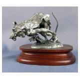 Chilmark "Buffalo Stalker" Crow Fine Pewter Sculpture, 743/2,500, By Michael Boyett, 3.5" Tall, On W