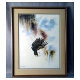 Bald Eagle In Flight Framed Print, Signed And Numbered By Artist, Signature Illegible, 31" x 24.5" 