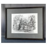 Horst Rosemann (1927) "Hans Bohme Castle Garden Gate" In Rothenberg Germany, Framed Sketch Print, Si