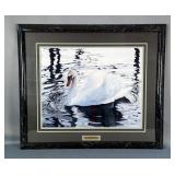 Bob Quick (American b.1939) "Tranquility" Framed Swan Print, Includes Certificate Of Authenticity, 2