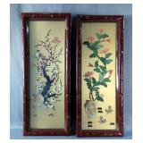 Asian Cherry Blossom And Carnation Relief Wall Art Panels, 30" x 11.5"