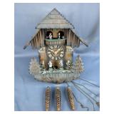 Hand Crafted Hand Painted Cuckoo Clock With 3 Weights, Made In West Germany, 14" x 12.5" x 8.5"