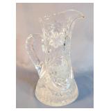 Crystal Etched Floral Pitcher, 11" x 7"