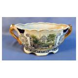 Hand Painted Footed Bowl, Marked A17, 5.5" x 12" x 4.5"