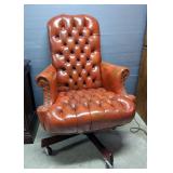Classic Leather Inc Top Grain Leather Executive Rolling Desk Chair With Nail Head Trim, 42" At Back 
