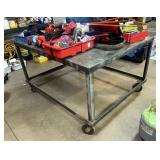 Rolling Steel Work Table, 34" x 60" x 49"