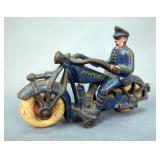 Hubley Cast Iron Champion Motorcycle With Rider, 7" Long