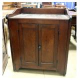 Dark Stained Cabinet with Plank Wood Top, Shelves, and Back, 30"W x 34"H
