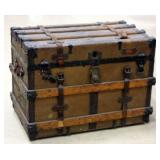 Wooden Trunk with Metal Hardware and Leather Straps