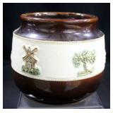 Bourne Denby English Humidor with Fox Hunt Relief Scene, 5" Tall