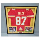 Travis Kelce Kansas City Chiefs Autographed Jersey, P.A.A.S. COA Sticker, In Shadowbox, With Two Pho