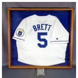George Brett (HOF) Kansas City Royals Autographed Jersey, In Shadowbox, 32" X 30", With George Brett