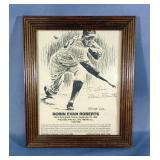 Robin Roberts (HOF) Philadelphia Phillies Autographed George Loh Framed Sketch, Including Bio, 9.75"