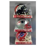 New England Patriots, Buffalo Bills And Denver Broncos Riddell Mini Helmets, In Packages, Total Qty 