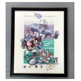 Eddie George Tennessee Titans, Tasmanian Devil, And Wile E Coyote Lithograph, Features 24K Gold Sign