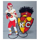 Patrick Mahomes Kansas City Chiefs Custom Metal Artwork On Stands, Qty 2, 36.5" And 33.5" Tall 